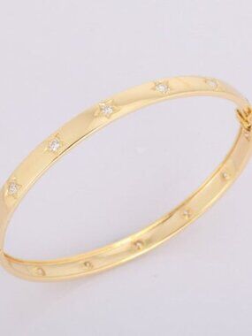 Sapphire Perfect 14K (or 18k upon request) Yellow Gold Diamond Bangle Bracelet